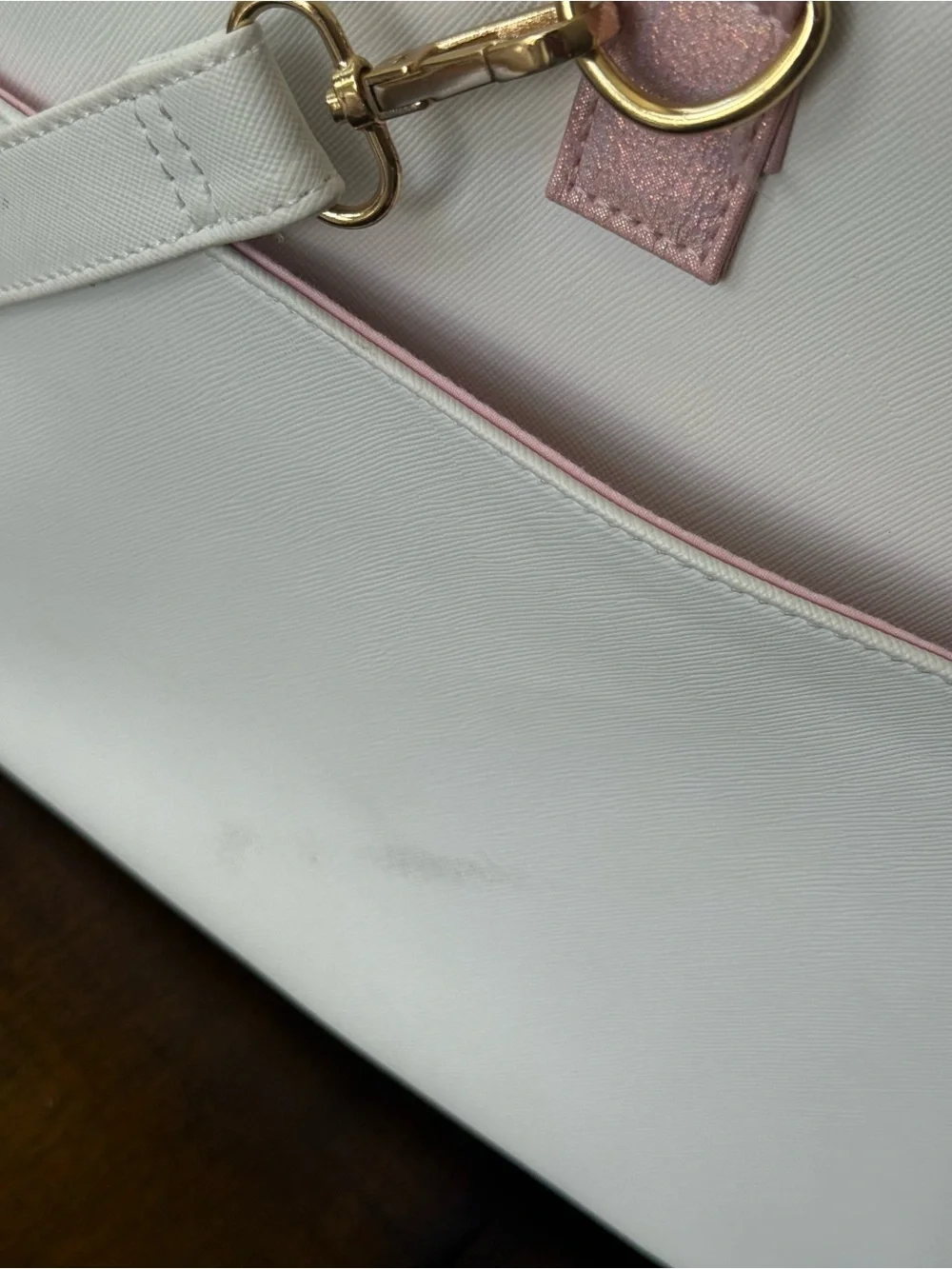 Under One Sky White and Pink Unicorn Satchel with Rainbow Pom